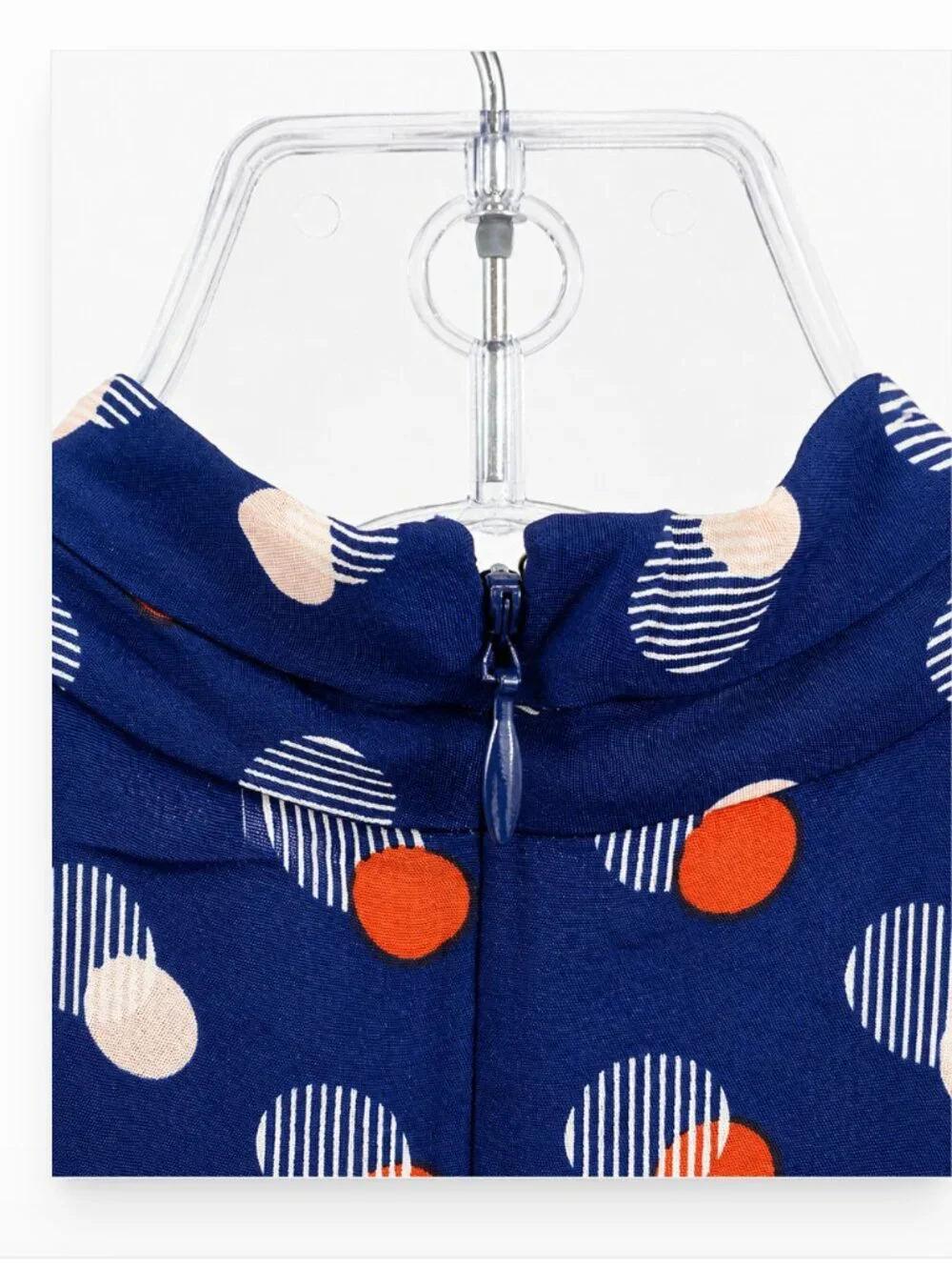 Kate Spade Blue Red White Geo Pattern Silk Knit Peplum Dress 2 Mod
